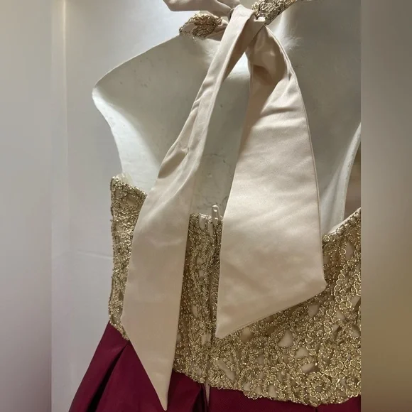 Elegant Gold and Red Kids Dress - Picture 5 of 14